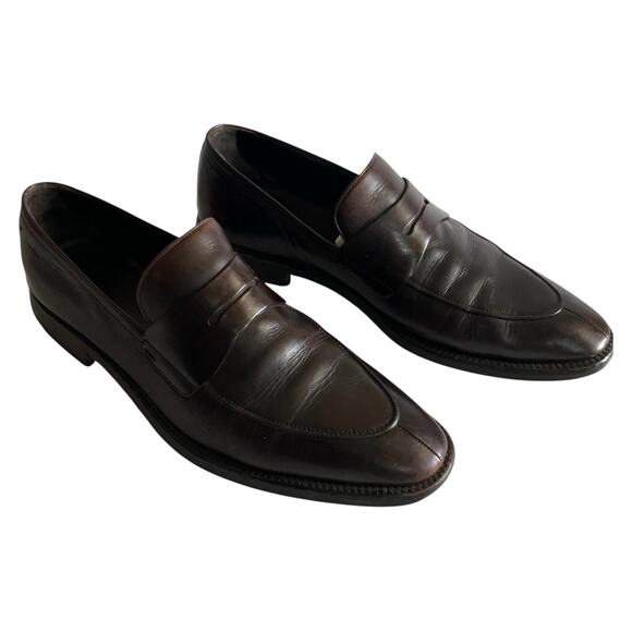 HUGO BOSS Penny Loafers Men\'s Dark Brown Leather Dress Shoes Loafers Size 10 main image 4